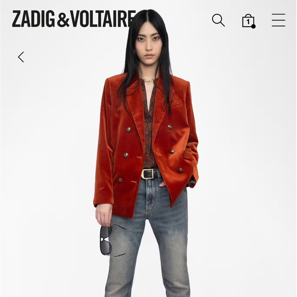 Zadig &Voltaire red velvet blazer